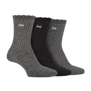 3 Pack Ladies Bamboo Scalloped Ankle Socks | Ribbed Cushioned