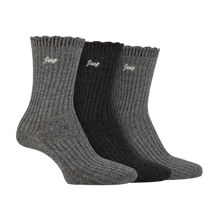 3 Pack Ladies Bamboo Scalloped Ankle Socks | Ribbed Cushioned
