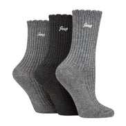 3 Pack Ladies Bamboo Scalloped Ankle Socks | Ribbed Cushioned