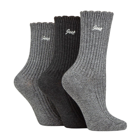 3 Pack Ladies Bamboo Scalloped Ankle Socks | Ribbed Cushioned