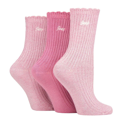 3 Pack Ladies Bamboo Scalloped Ankle Socks | Ribbed Cushioned
