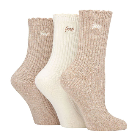 3 Pack Ladies Bamboo Scalloped Ankle Socks | Ribbed Cushioned