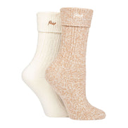 2 Pack Ladies Turn Cuff Boot Socks | Performance Polyester Walking Socks