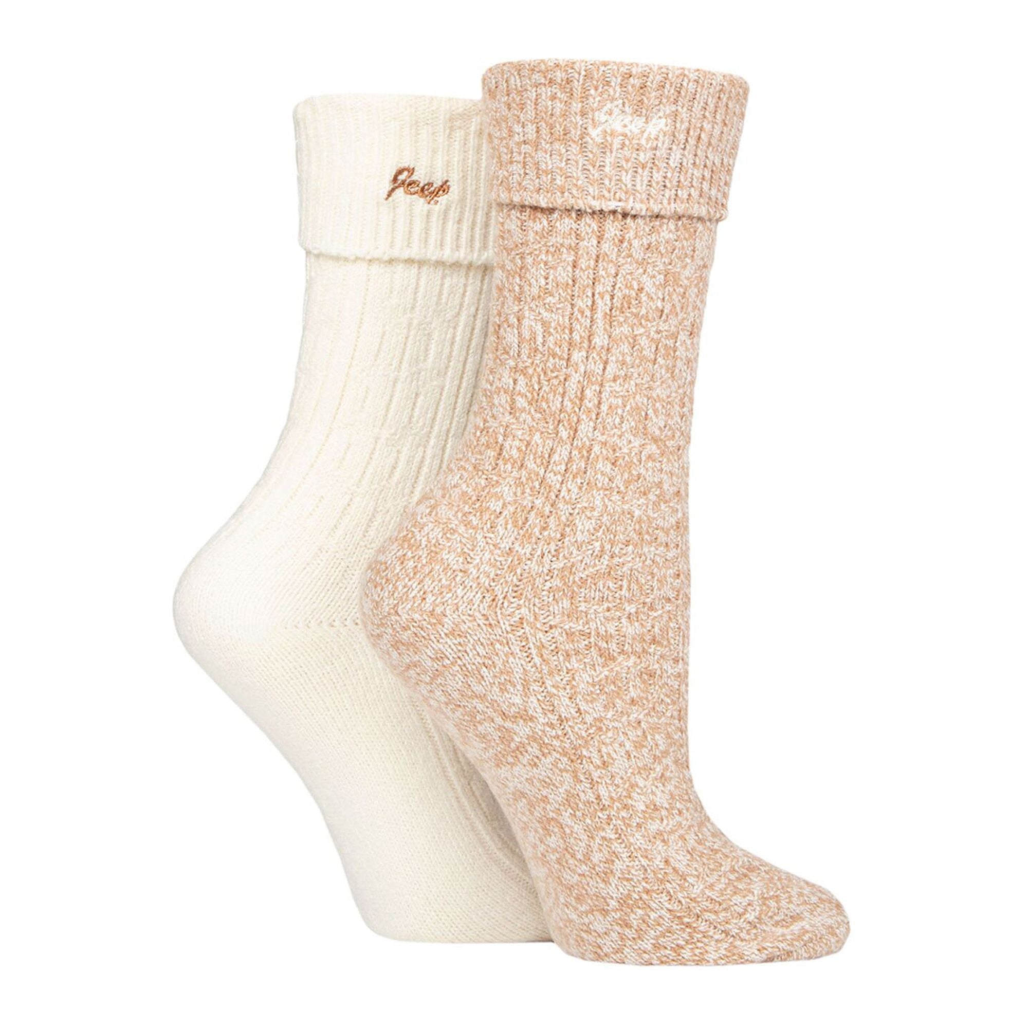 2 Pack Ladies Turn Cuff Boot Socks | Performance Polyester Walking Socks