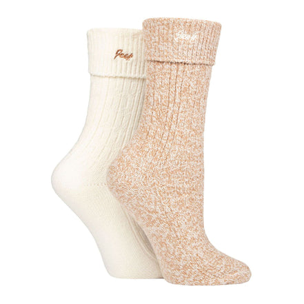 2 Pack Ladies Turn Cuff Boot Socks | Performance Polyester Walking Socks