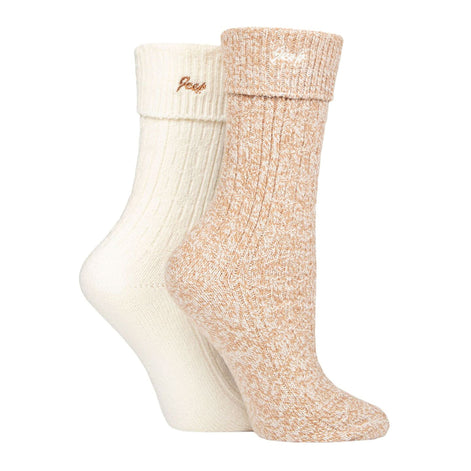2 Pack Ladies Turn Cuff Boot Socks | Performance Polyester Walking Socks