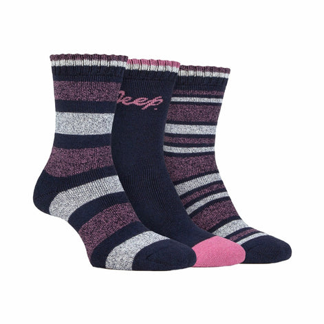 3 Pack Ladies Performance Boot Socks | Women's Ribbed Cushioned Comfort Socks
