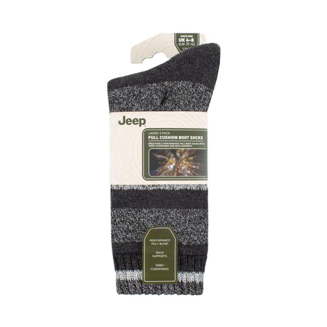 3 Pack Ladies Performance Boot Socks | Women's Ribbed Cushioned Comfort Socks