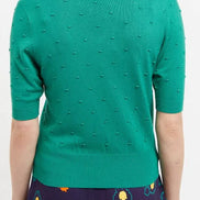Louche Josephina Raindrops Textured Short Sleeve Collared Sweater Green