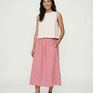 Joyce Burgandy Gingham Skirt