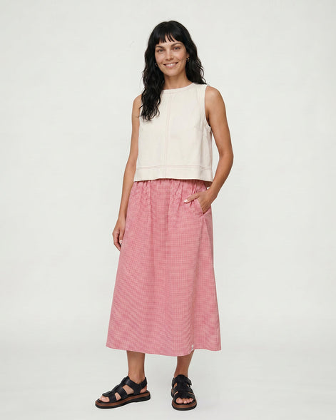 Joyce Burgandy Gingham Skirt