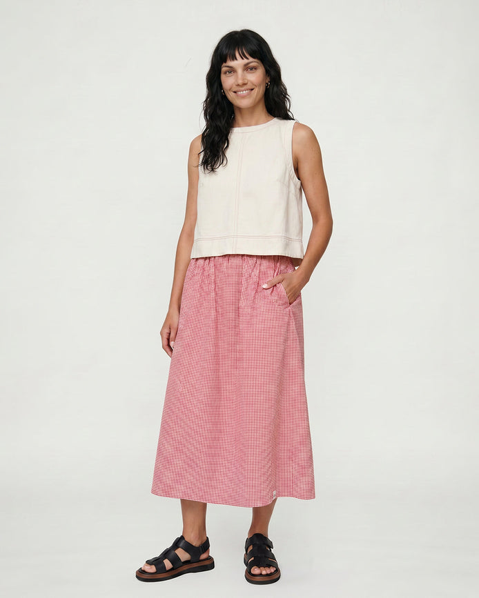 Joyce Burgandy Gingham Skirt