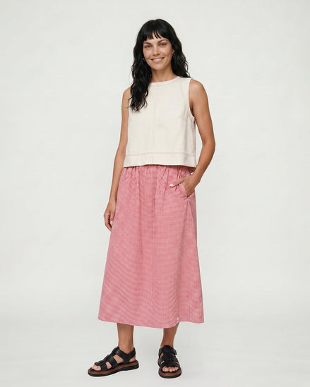 Joyce Burgandy Gingham Skirt