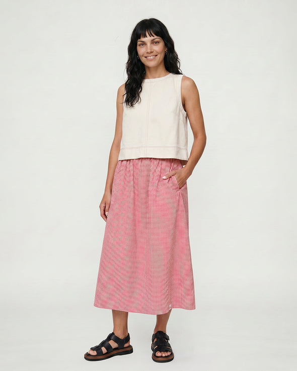 Joyce Burgandy Gingham Skirt