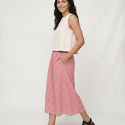 Joyce Burgandy Gingham Skirt