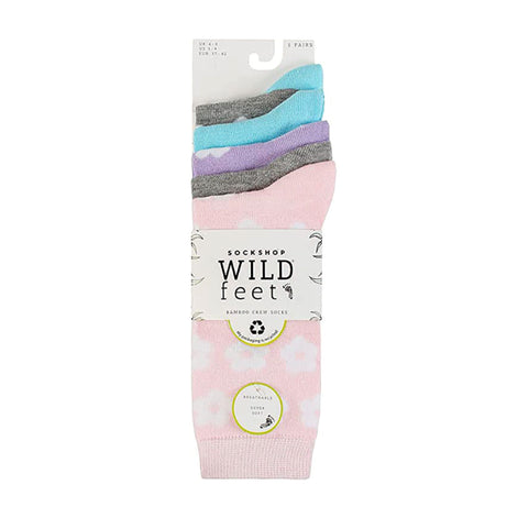 5 Pack Ladies Jacquard Patterned Crew Socks