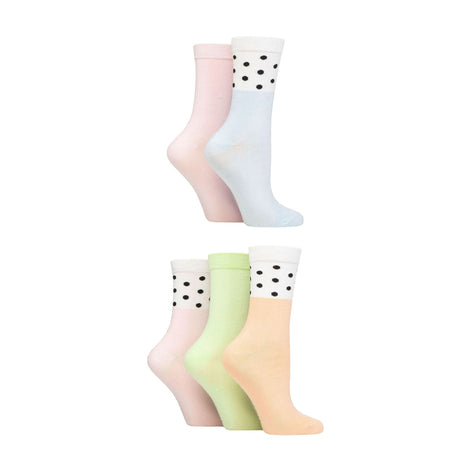 5 Pack Ladies Jacquard Patterned Crew Socks