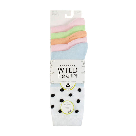 5 Pack Ladies Jacquard Patterned Crew Socks