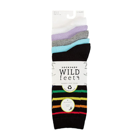 5 Pack Ladies Jacquard Patterned Crew Socks