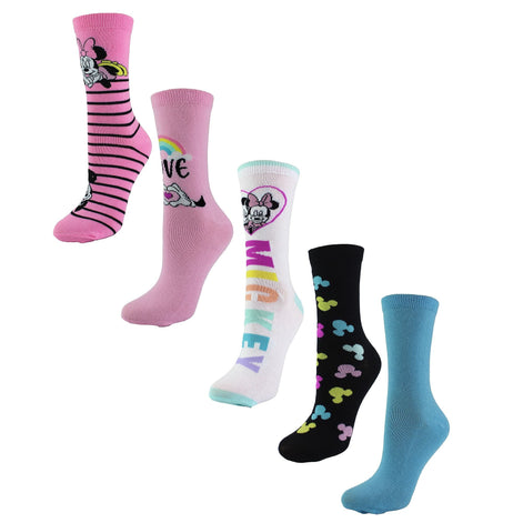 Ladies 5 Pairs Minnie Mouse Socks | Cute Novelty Disney Mickey Mouse Socks