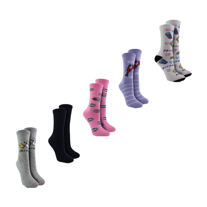 Ladies 5 Pairs of Funny Novelty Friends Socks | Gifts for Friendship Day