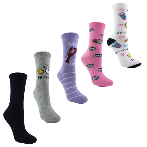 Ladies 5 Pairs of Funny Novelty Friends Socks | Gifts for Friendship Day