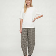 Kate Black Check Barrel Leg Trouser