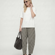 Kate Black Check Barrel Leg Trouser