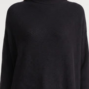 Black Ribbed High Neck Jumper