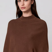 Brown Ribbed High Neck Jumper