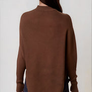 Brown Ribbed High Neck Jumper