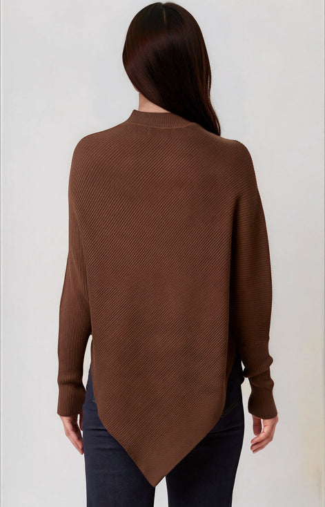 Brown Ribbed High Neck Jumper