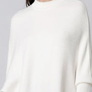 Ivory Ribbed High Neck Jumper