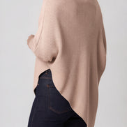 Beige Ribbed High Neck Jumper