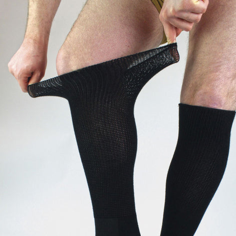4 Pack Long Bamboo Diabetic Socks With Grips for Men and Women