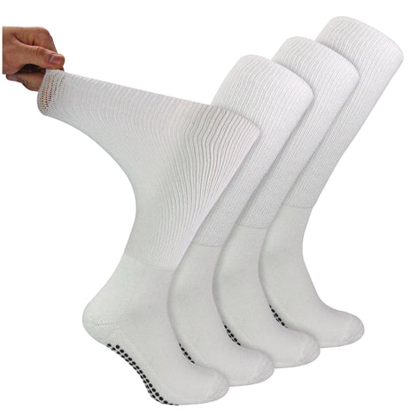 4 Pack Long Bamboo Diabetic Socks With Grips for Men and Women