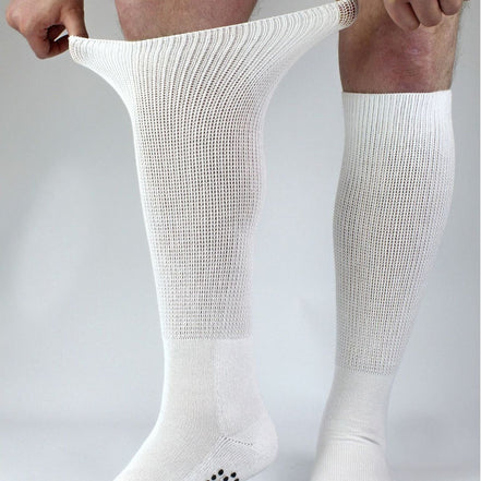 4 Pack Long Bamboo Diabetic Socks With Grips for Men and Women