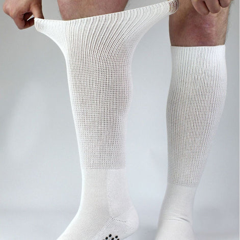 4 Pack Long Bamboo Diabetic Socks With Grips for Men and Women
