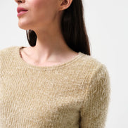 Laureen Eyelash Rib Short Sleeve Jumper - Beige