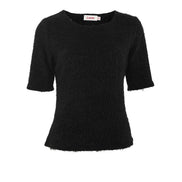 Laureen Eyelash Rib Short Sleeve Jumper - Black