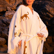 WILD LEOPARD Organic Cotton Kimono in Brown