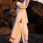 WILD LEOPARD Organic Cotton Kimono in Brown