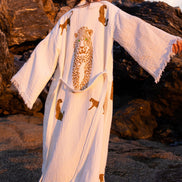 WILD LEOPARD Organic Cotton Kimono in Brown