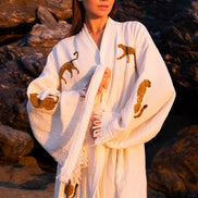 WILD LEOPARD Organic Cotton Kimono in Brown