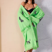 WILD LEOPARD Organic Cotton Kimono in Lime