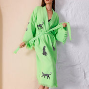 WILD LEOPARD Organic Cotton Kimono in Lime