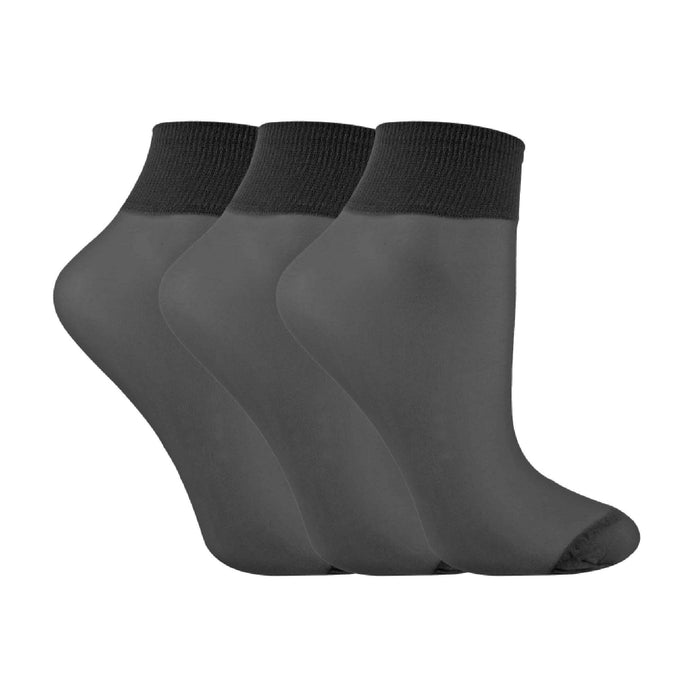 3 Pack Ladies Sheer 15 Denier Nylon Ankle High Pop Socks