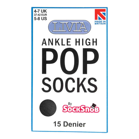 3 Pack Ladies Sheer 15 Denier Nylon Ankle High Pop Socks