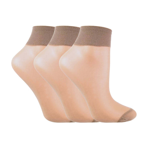 3 Pack Ladies Sheer 15 Denier Nylon Ankle High Pop Socks