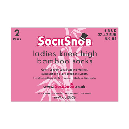 2 Pack Ladies Extra Long Patterned Knee High Bamboo Socks